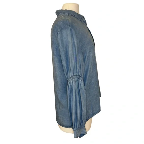 Velvet Heart | Chambray Button Down Balloon Sleeve Shirt | Small - Picture 2 of 9